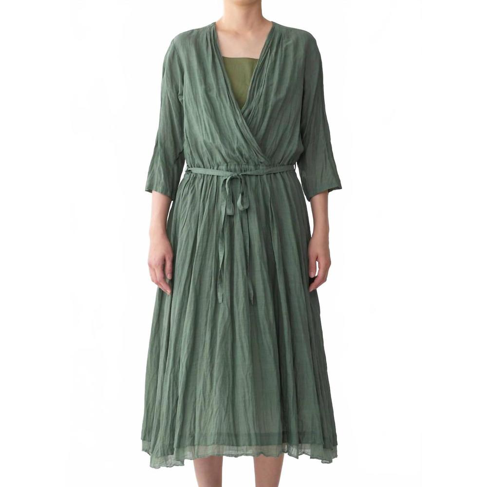 NEW PAS DE CALAIS botanical dye belted dress in green